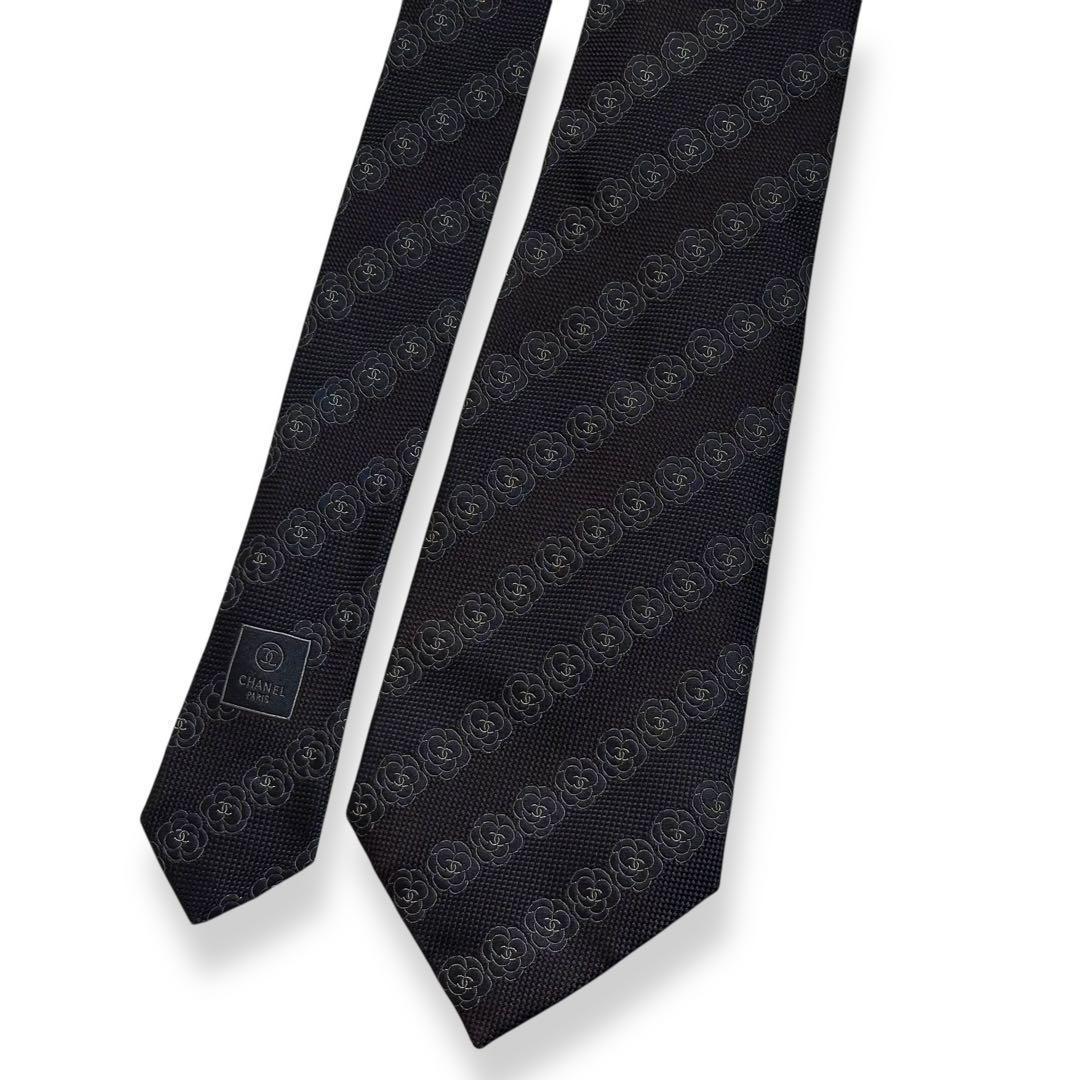 美品✨CHANEL ネクタイ　シャネル ココマーク　カメリア　ジャガード【D】