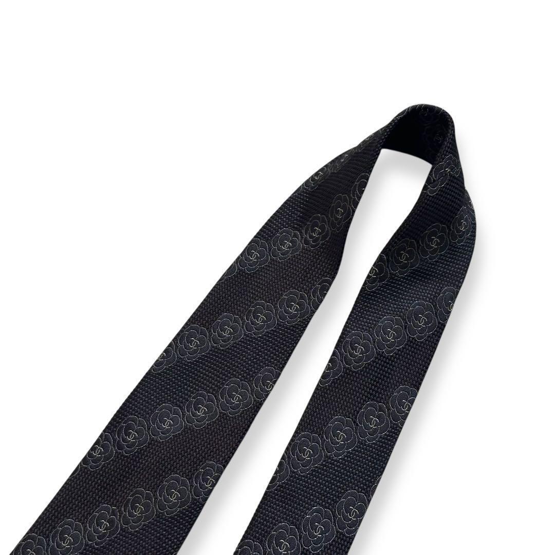 美品✨CHANEL ネクタイ　シャネル ココマーク　カメリア　ジャガード【D】
