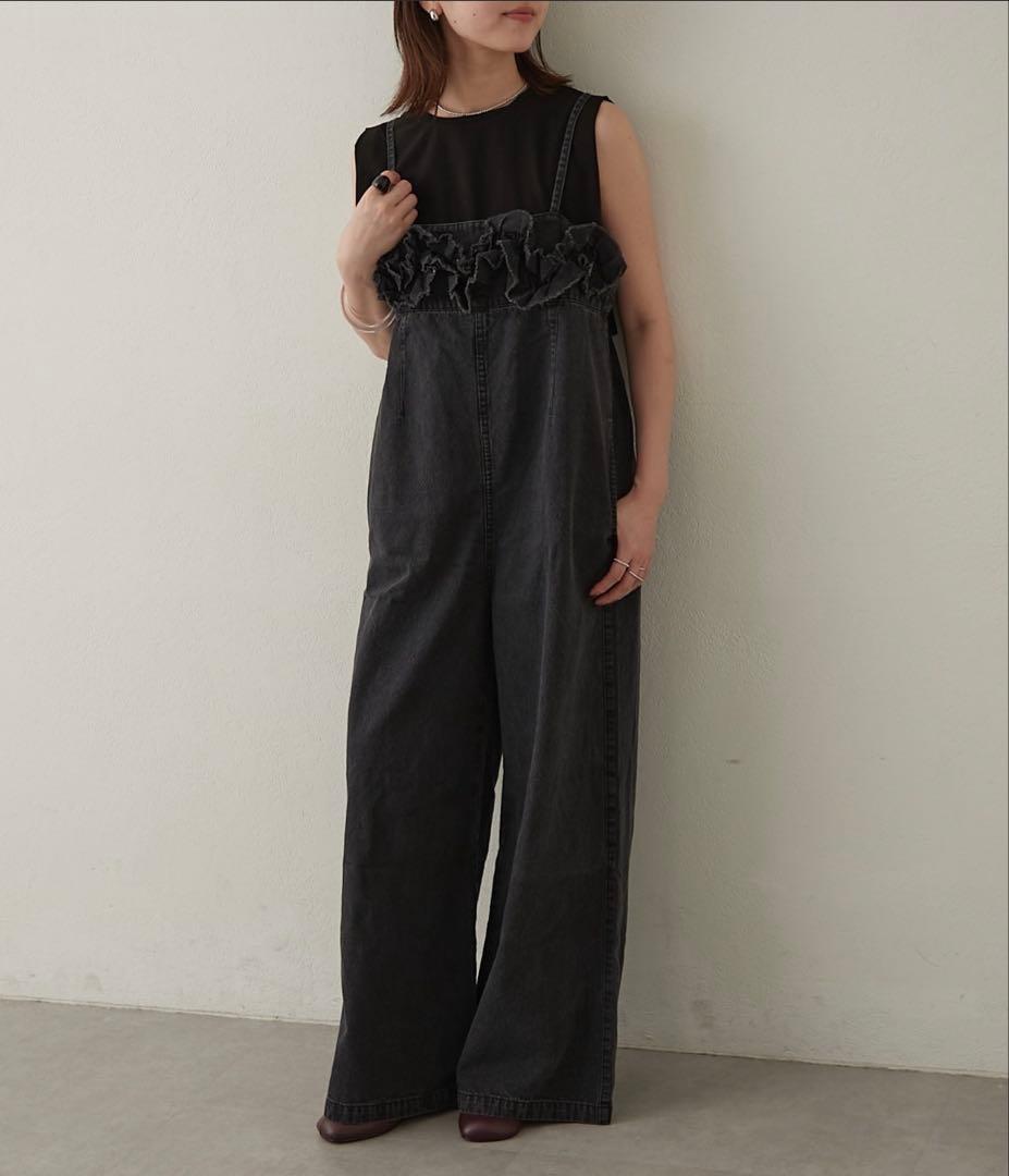 omekashi デニムキャミサロペット　ブラック　サイズ36