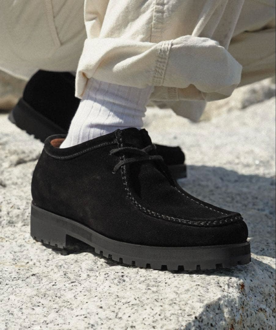 shiun BLACK SUEDE MOCCASIN Sサイズ