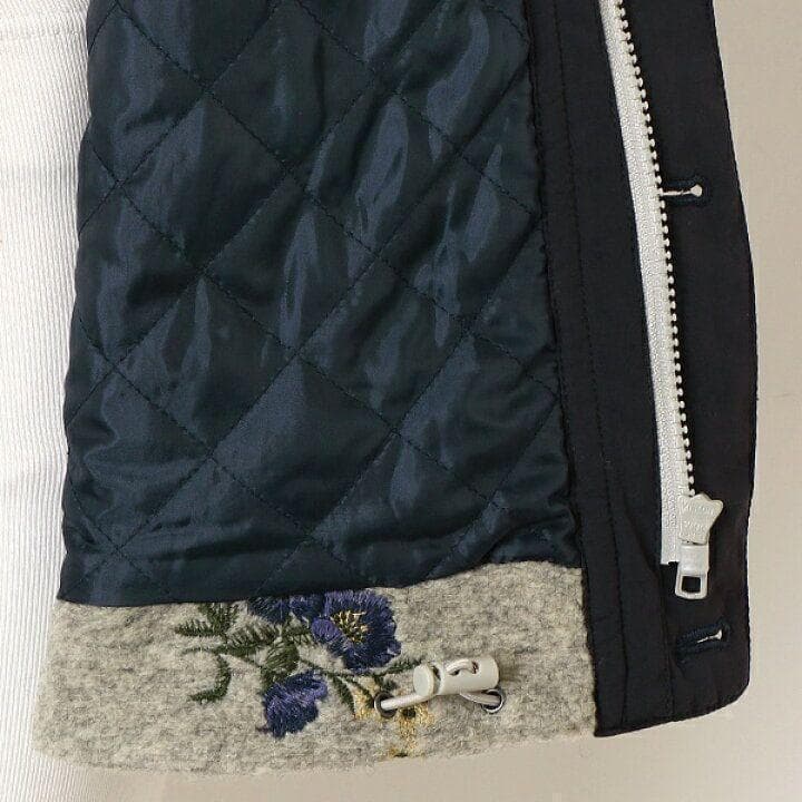 スーパーハッカ　スライバー冬の花刺しゅう裏キルティングベスト　グレー　匿名配送