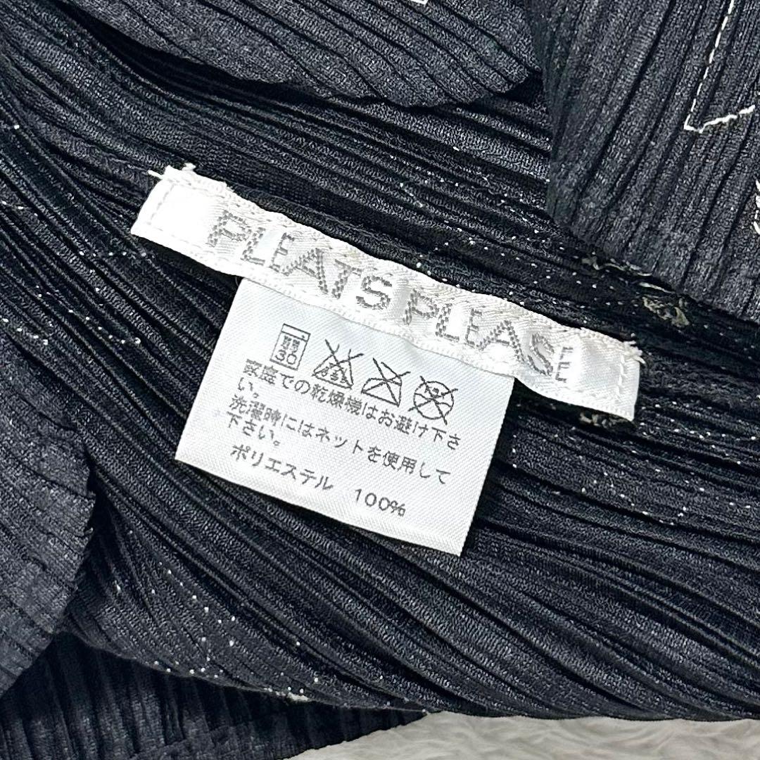 美品 PLEATS PLEASE 花柄 刺繍 ハイネック カットソー 黒 3