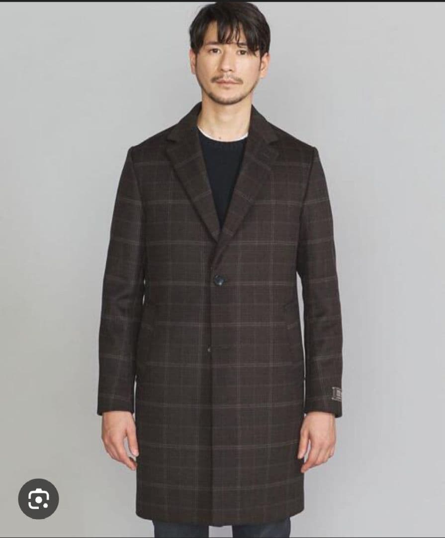 ビューティアンドユース/メルトン120 チェスターコート/ブラウン系　L