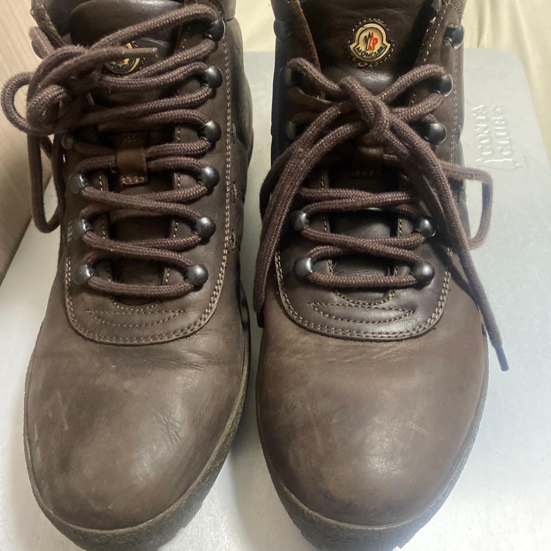 MONCLER モンクレール レザー ブーツ メンズ 茶 本革 ハイカット