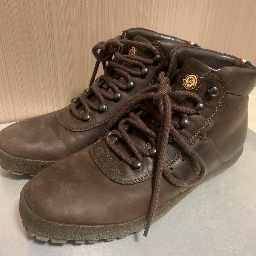 MONCLER モンクレール レザー ブーツ メンズ 茶 本革 ハイカット