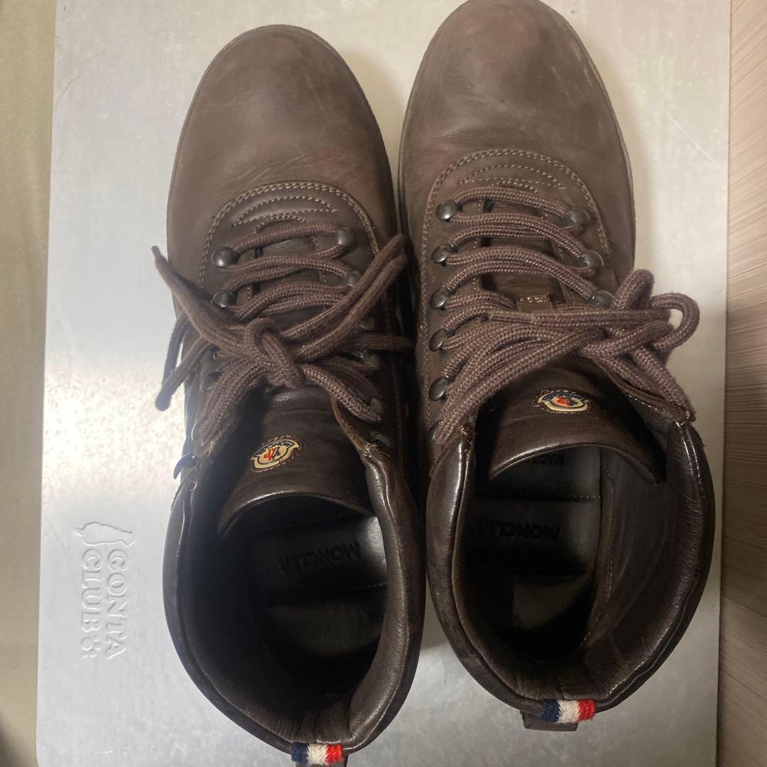 MONCLER モンクレール レザー ブーツ メンズ 茶 本革 ハイカット