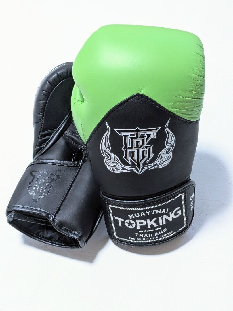 未使用TOPKING8ozボクシンググローブ本皮/スキンテック　ライム/黒