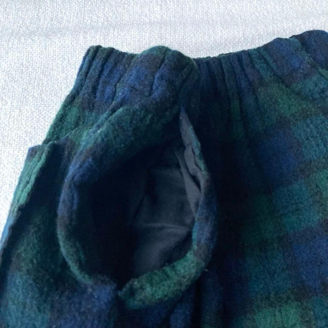 トリココムデギャルソン　ウール　縮絨　ワイドパンツ　チェック　ウエストゴム