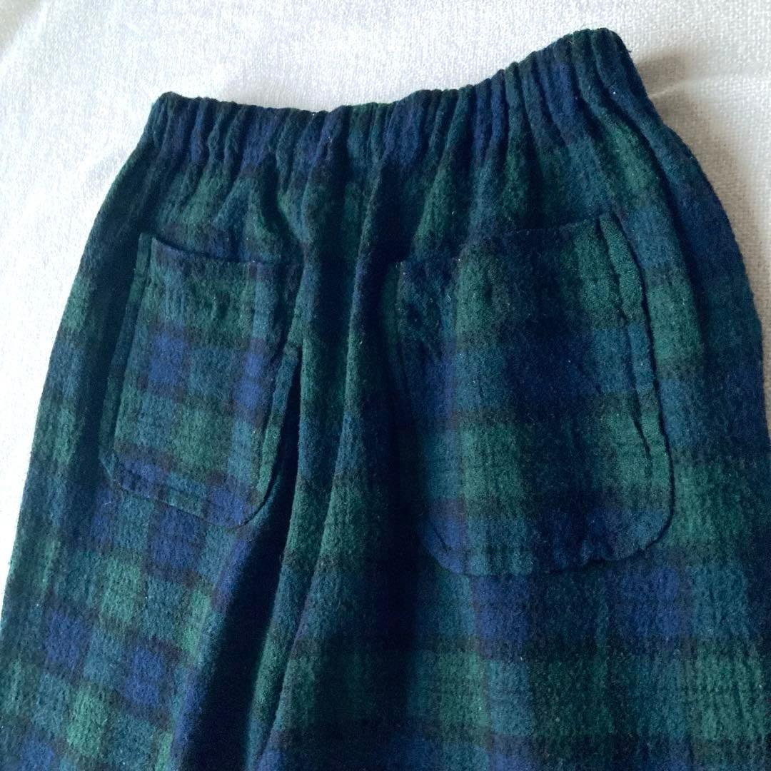 トリココムデギャルソン　ウール　縮絨　ワイドパンツ　チェック　ウエストゴム