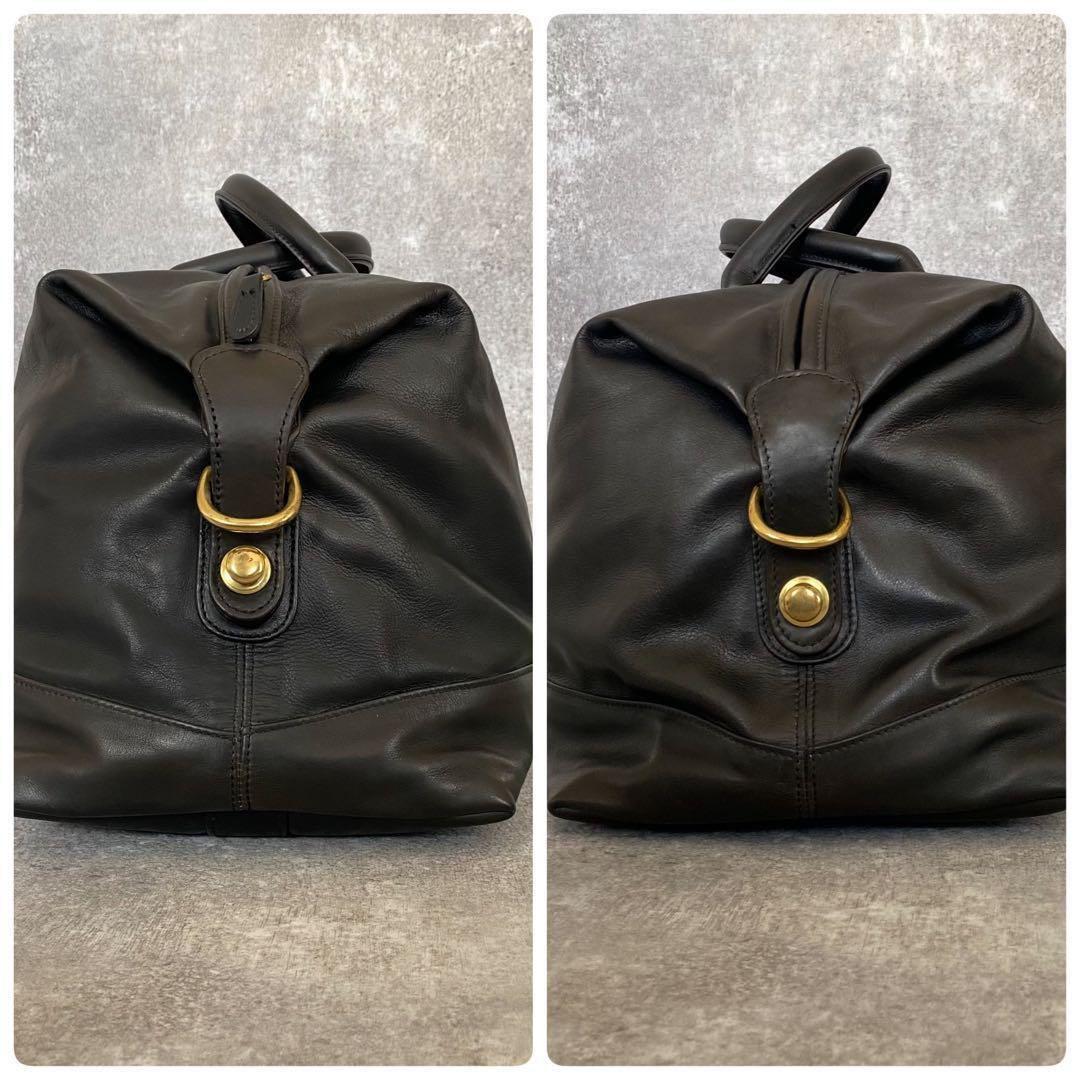 オールドコーチ　ボストンバッグ　オールレザー　2way ショルダー　鍵　ブラック