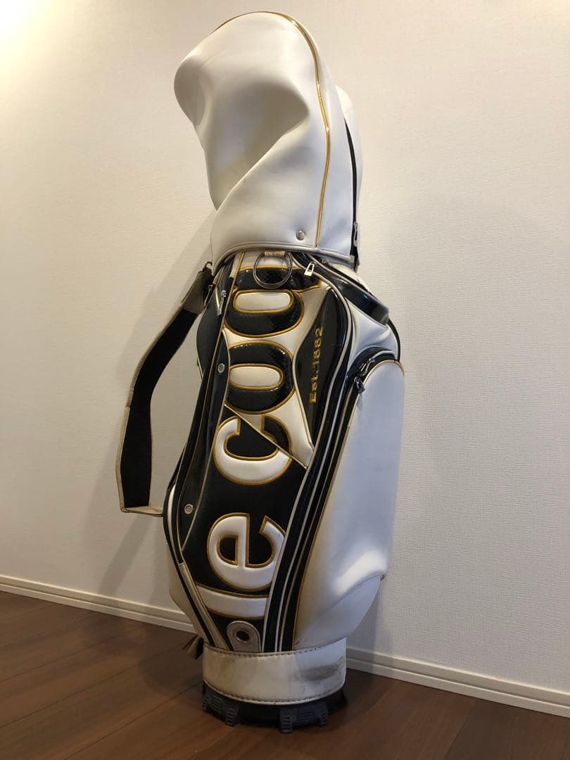 le coq sportif キャディバッグ ホワイト/ブラック　ゴールド