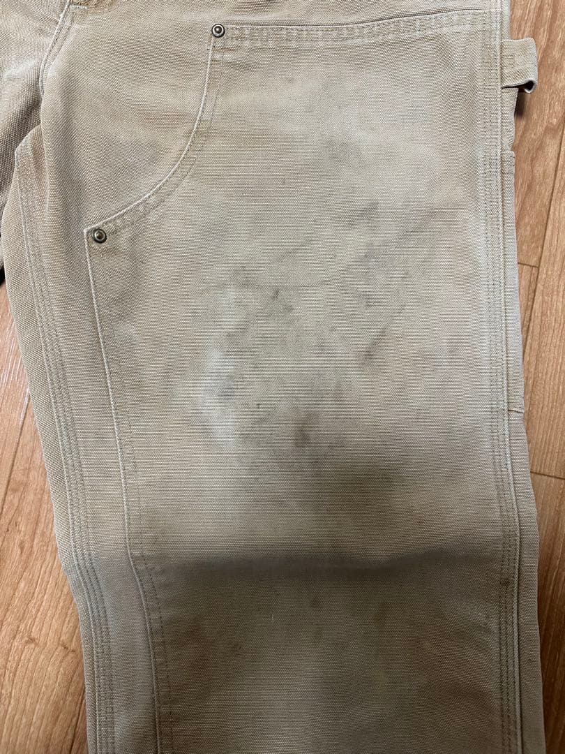 90s USA製 星タグ カーハート ダブルニー W36 フェード ブラウン