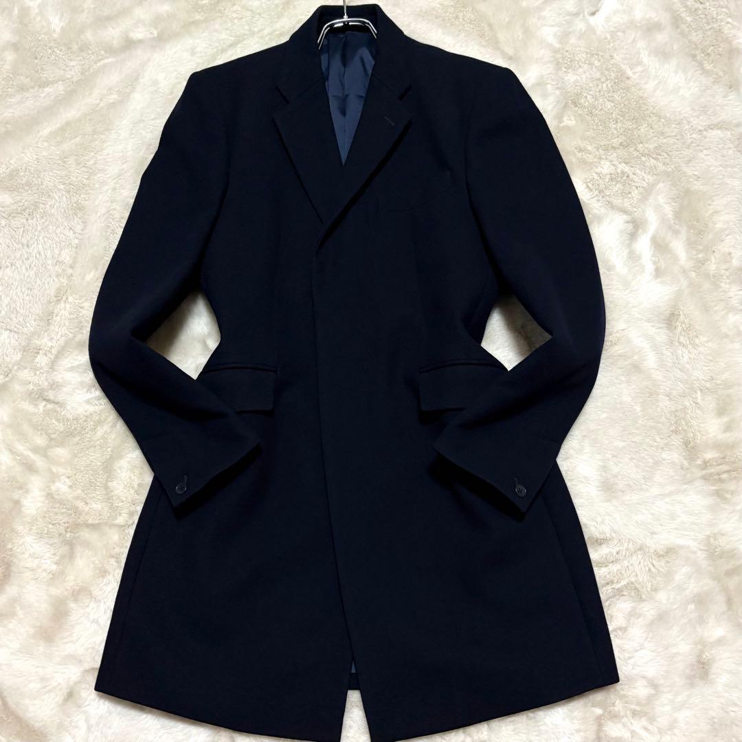 美品✨セオリー チェスターコート ネイビー ロング 総裏 ウール 40サイズ