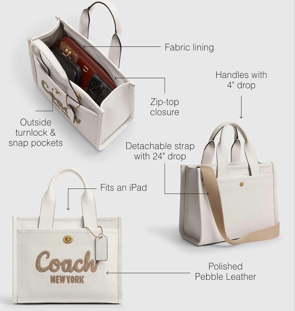 【新品未使用】COACH カーゴ トートバッグ 26 2way レザー　チョーク