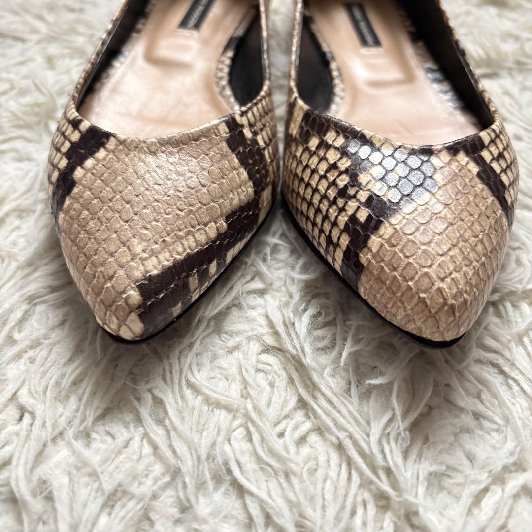 極美品　FABIO RUSCONI パイソン パンプス フラットシューズ 36