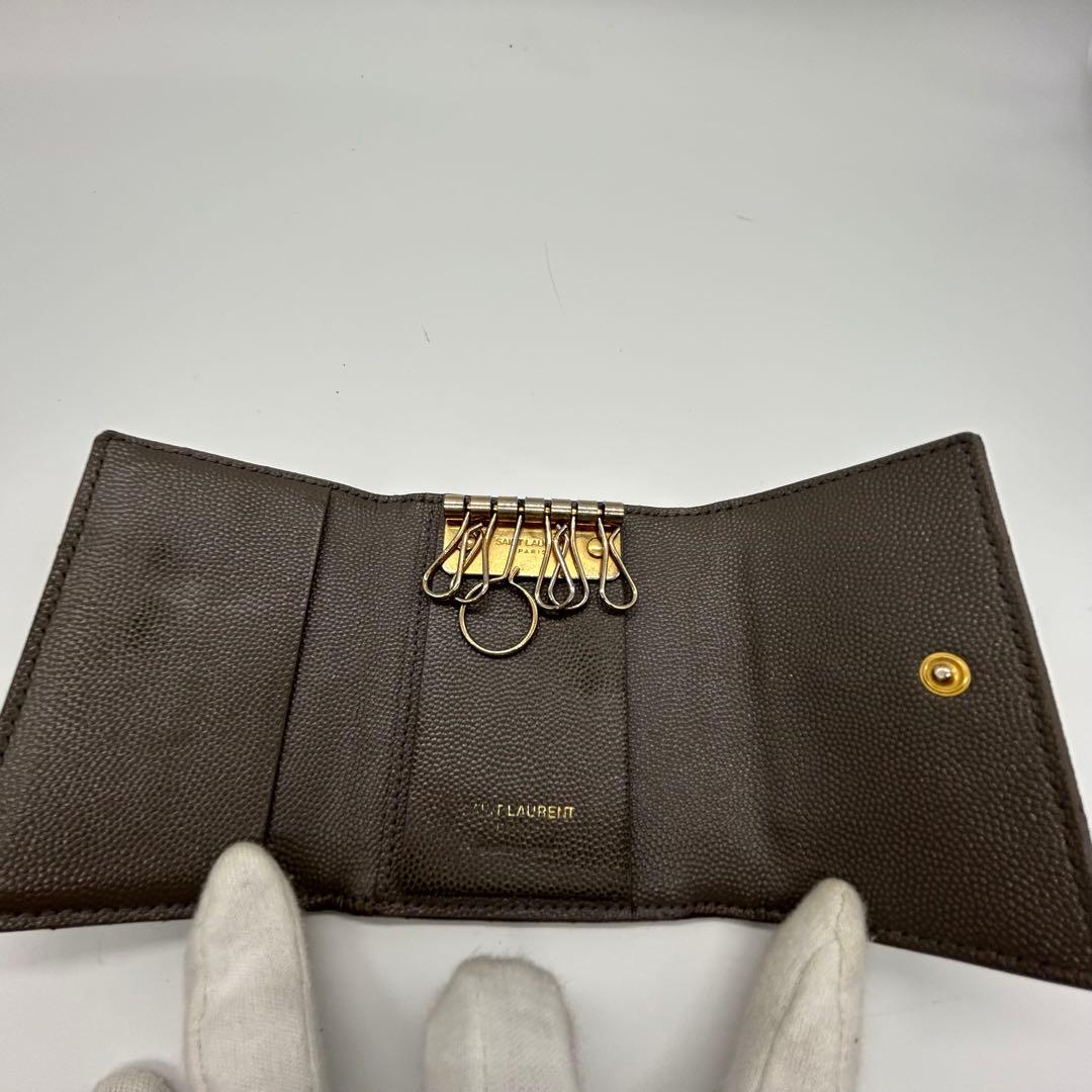美品 SAINT LAURENT サンローラン 6連キーケース グレー