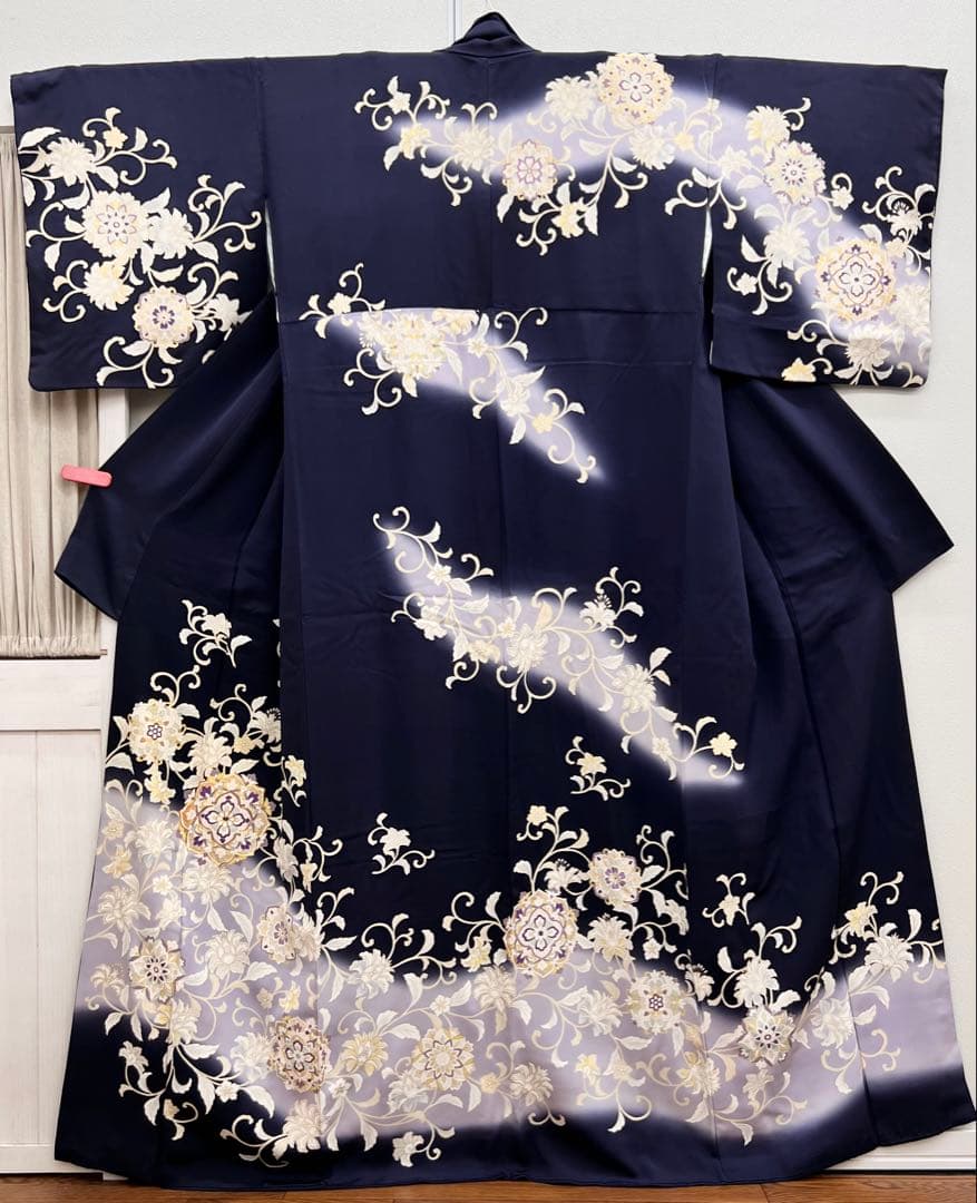 ボ*す様 裄68 正絹　袷　訪問着　アラベスク　難あり