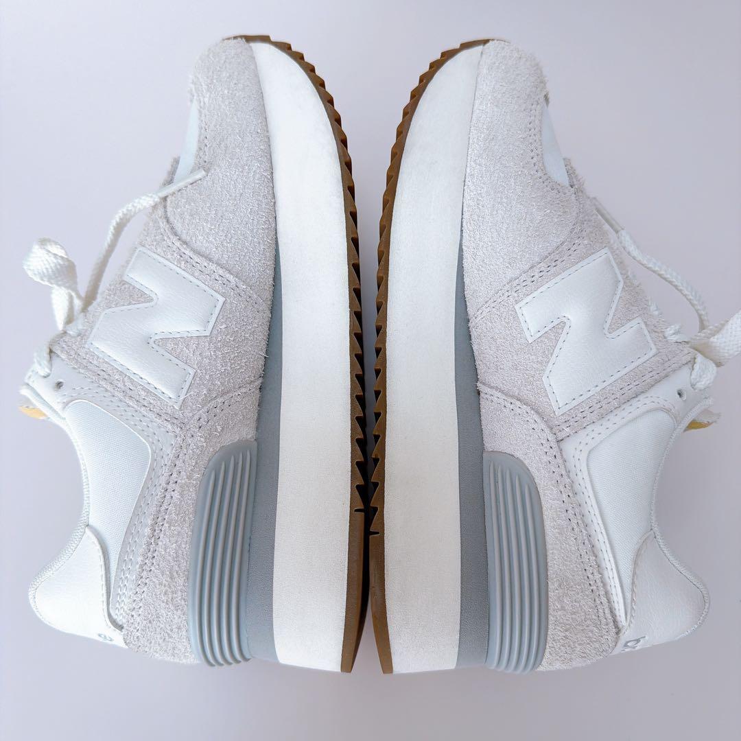 美品★New Balance 574 ホワイト スニーカー 厚底