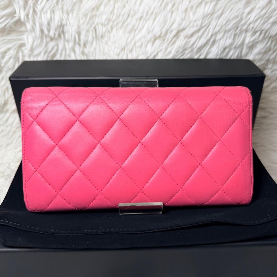 【外箱付き】CHANEL マトラッセ フラップ 長財布 キャビアスキン ピンク