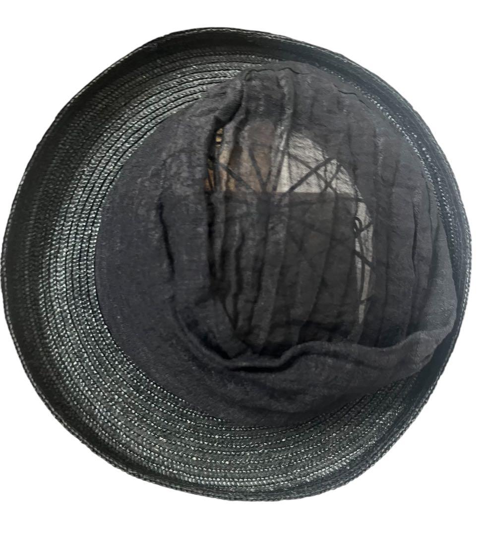 Ｙ'ｓ　ヨウジヤマモト　ワイズ　帽子　BLACK 変形　異素材　透け感