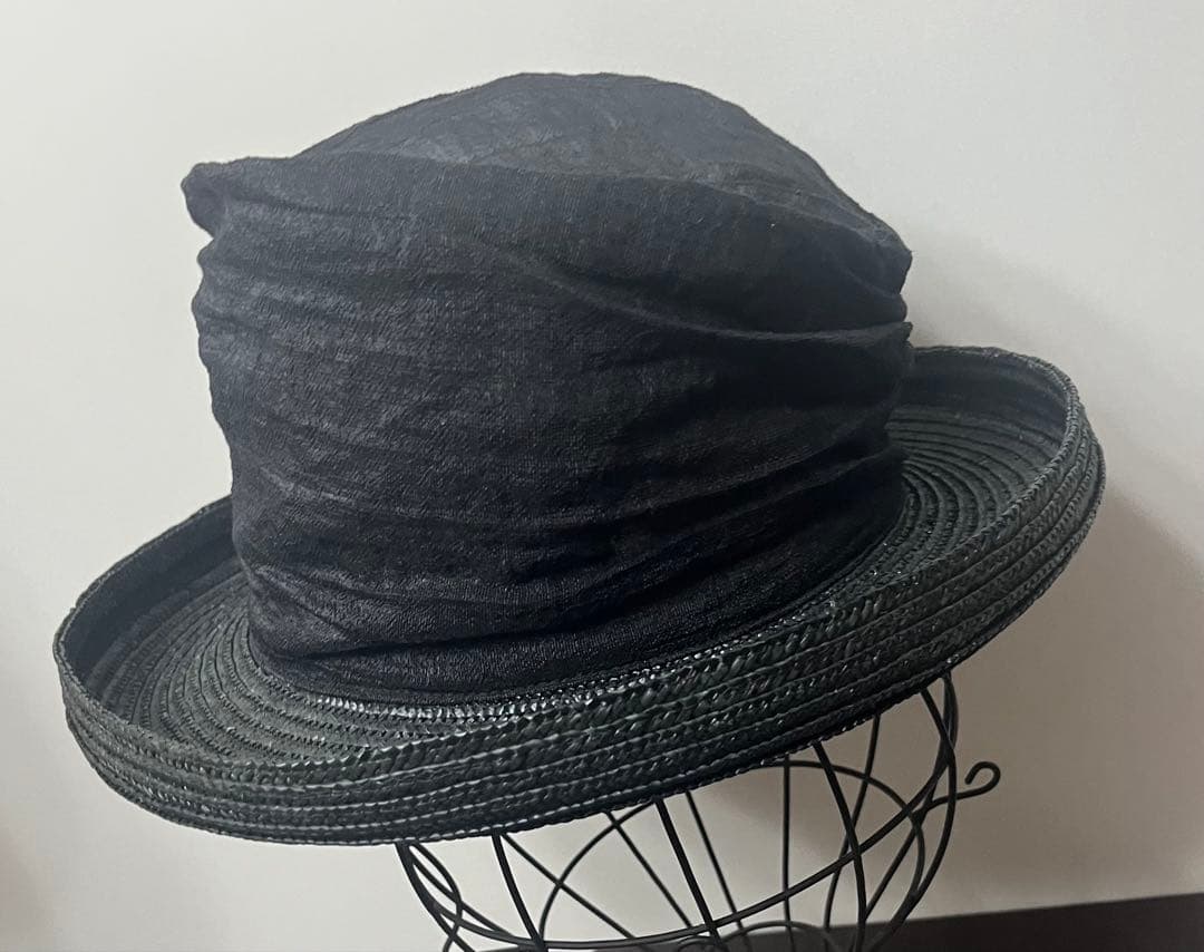 Ｙ'ｓ　ヨウジヤマモト　ワイズ　帽子　BLACK 変形　異素材　透け感