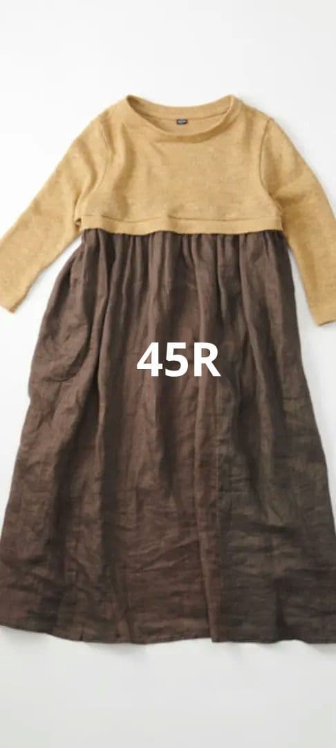 1/27限定セール✨️45R✨️新品✨️草木染めクバの切り替えドレスワンピース