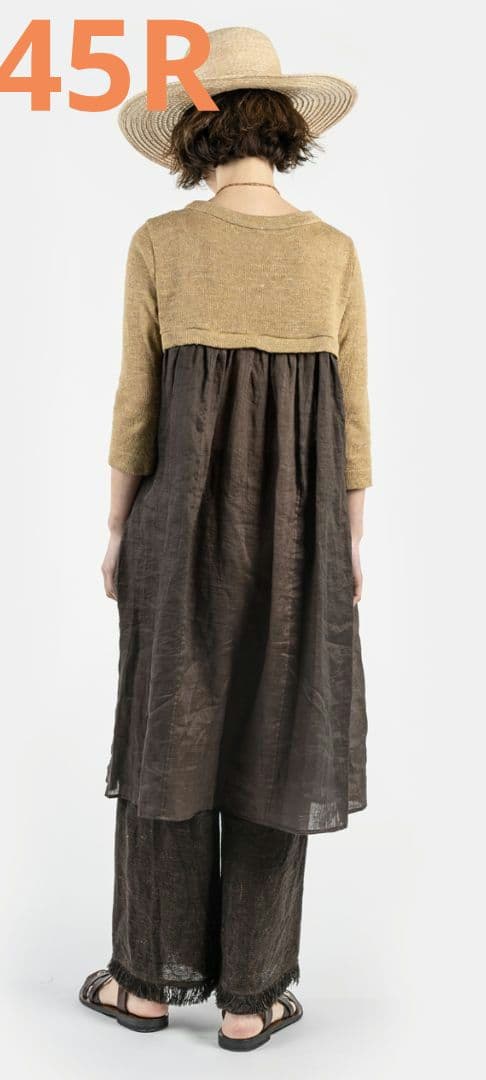 1/27限定セール✨️45R✨️新品✨️草木染めクバの切り替えドレスワンピース