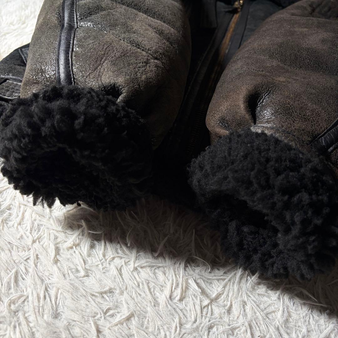 【米国製】AVIREX フライトジャケット ムートン　羊革　ボア　ブラック　40