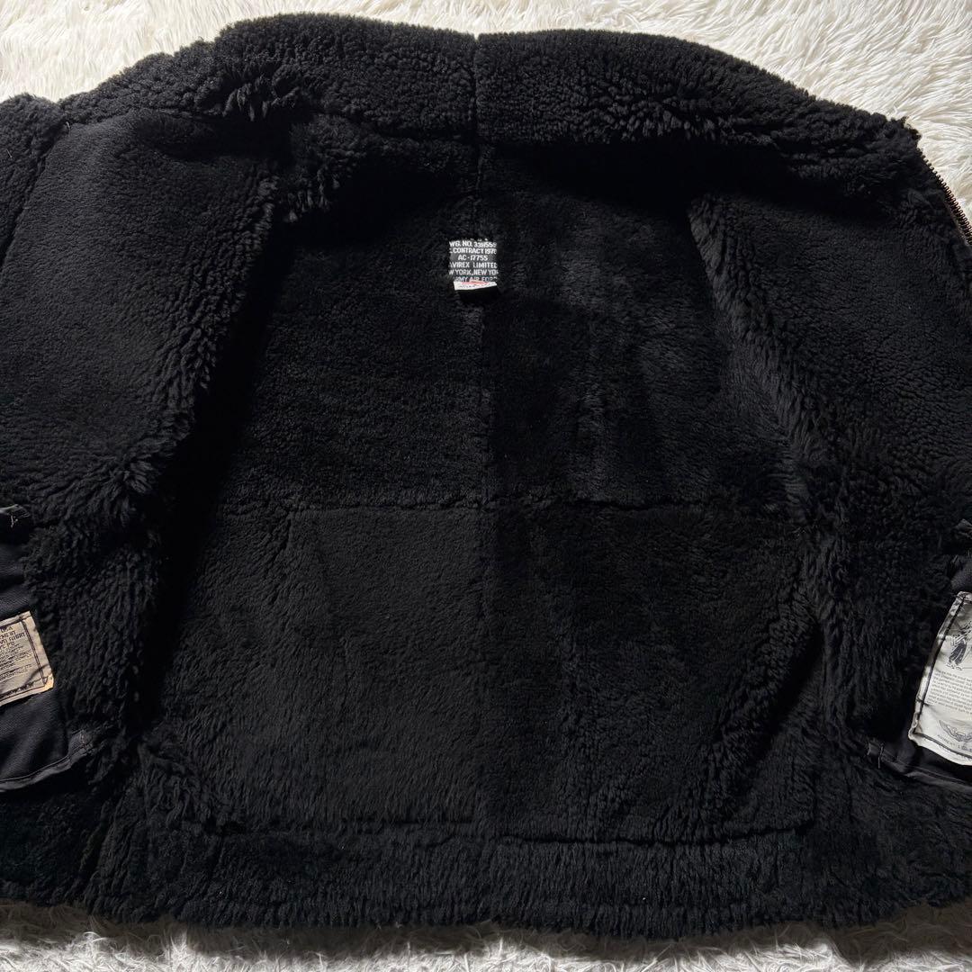 【米国製】AVIREX フライトジャケット ムートン　羊革　ボア　ブラック　40