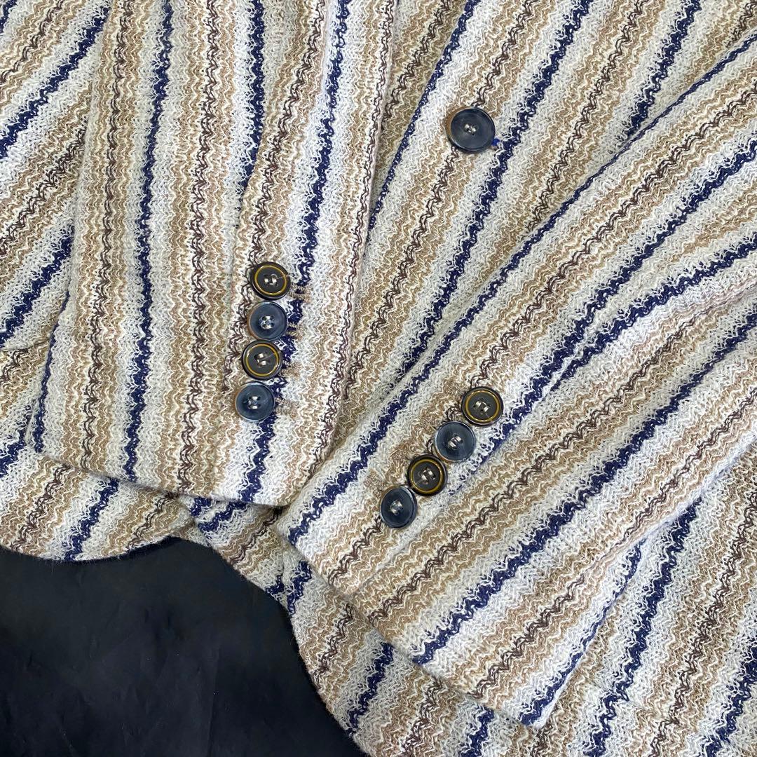 【未使用級✨】bob ニット アンコン 太ストライプ テーラードジャケット 48