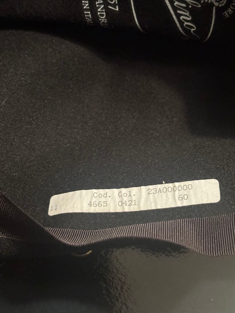 ボルサリーノ 黒ウールフェルトハット・フェドーラスタイル