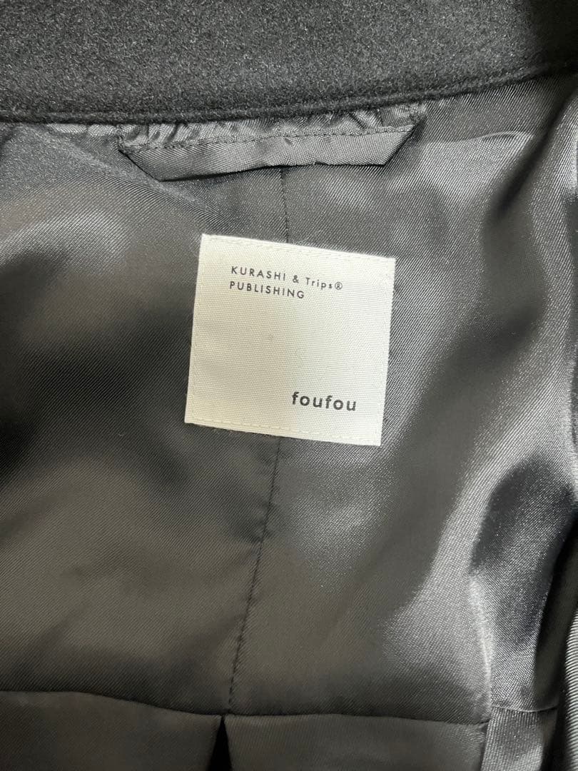 北欧暮らしの道具店バックベルトのウールコートfoufouコラボブラックMサイズ
