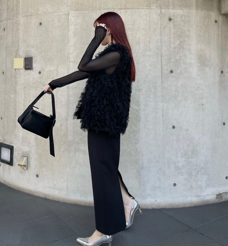 ワンピース LINE TULLE VEST SET DRESS ameri vintage