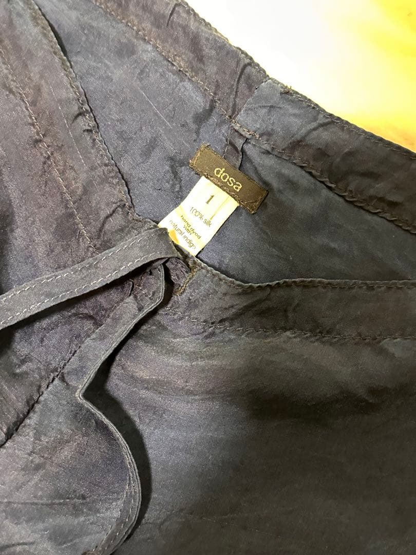 dosa シルクパンツ　インディゴ手染め