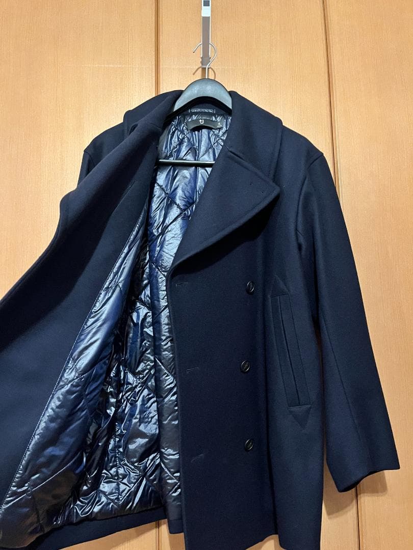 【極美品】ユニクロ +J ウールブレンド オーバーサイズピーコート XL