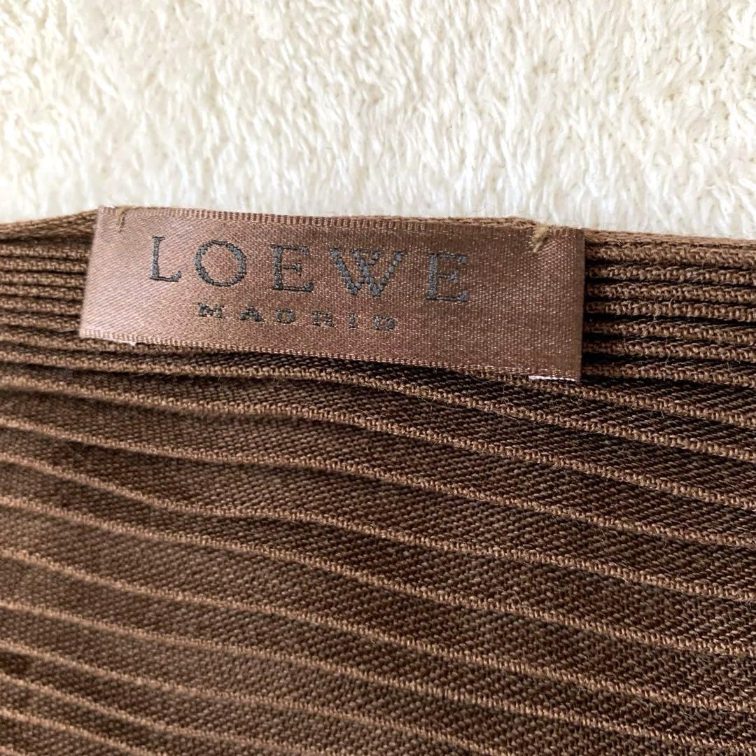 LOEWE ロエベ　ウールマフラー　プリーツ　ベロア　ブラウン　ウール100