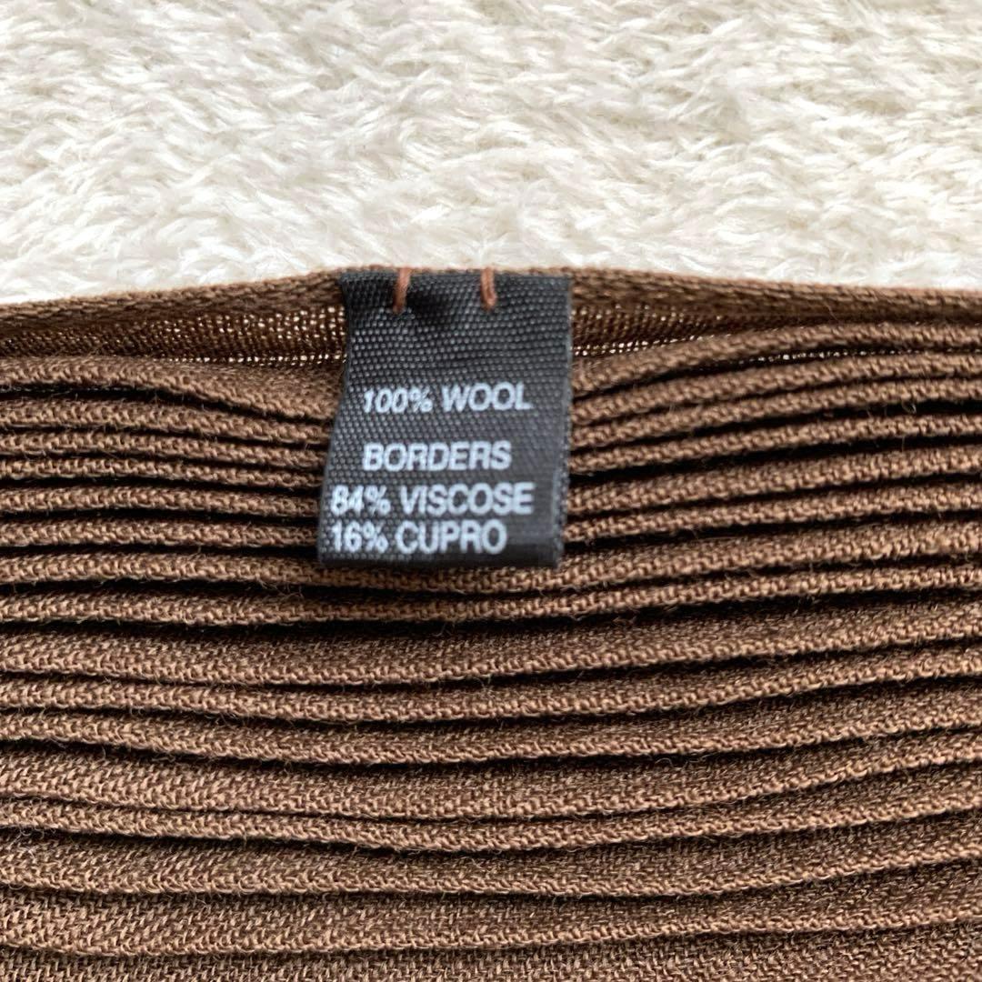 LOEWE ロエベ　ウールマフラー　プリーツ　ベロア　ブラウン　ウール100