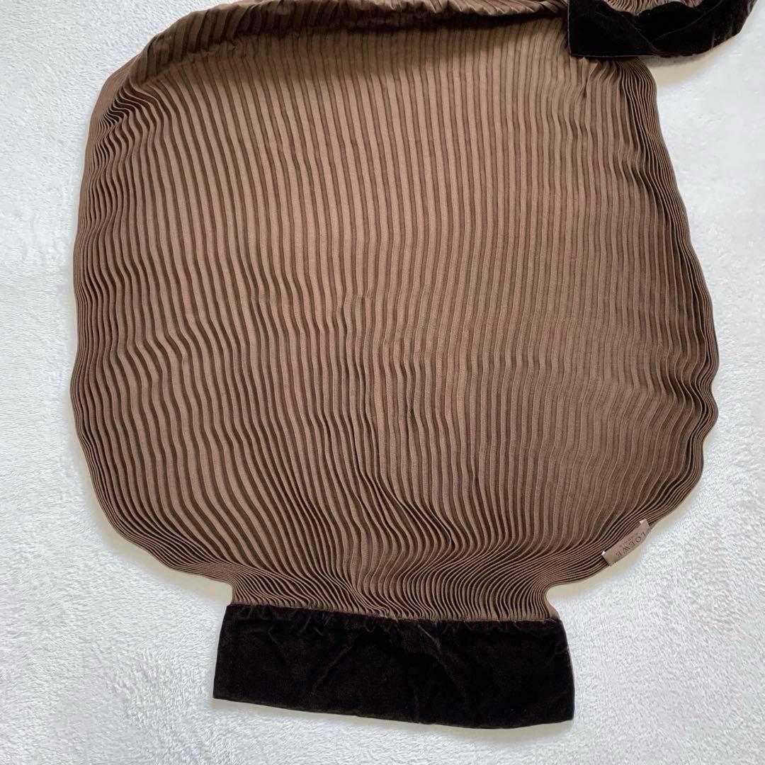 LOEWE ロエベ　ウールマフラー　プリーツ　ベロア　ブラウン　ウール100