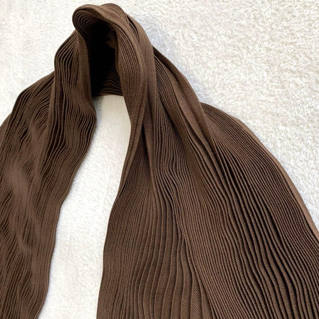 LOEWE ロエベ　ウールマフラー　プリーツ　ベロア　ブラウン　ウール100
