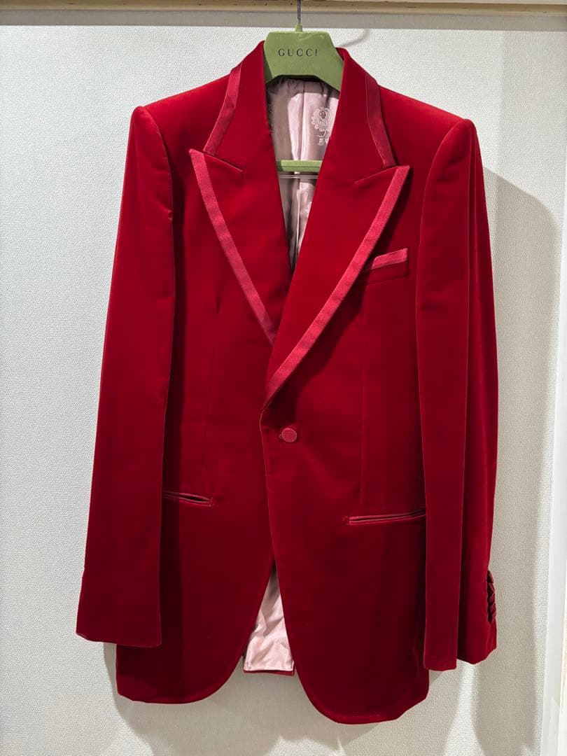 GUCCI アレッサンドロミケーレ2021AW ベルベットジャケット 44 赤