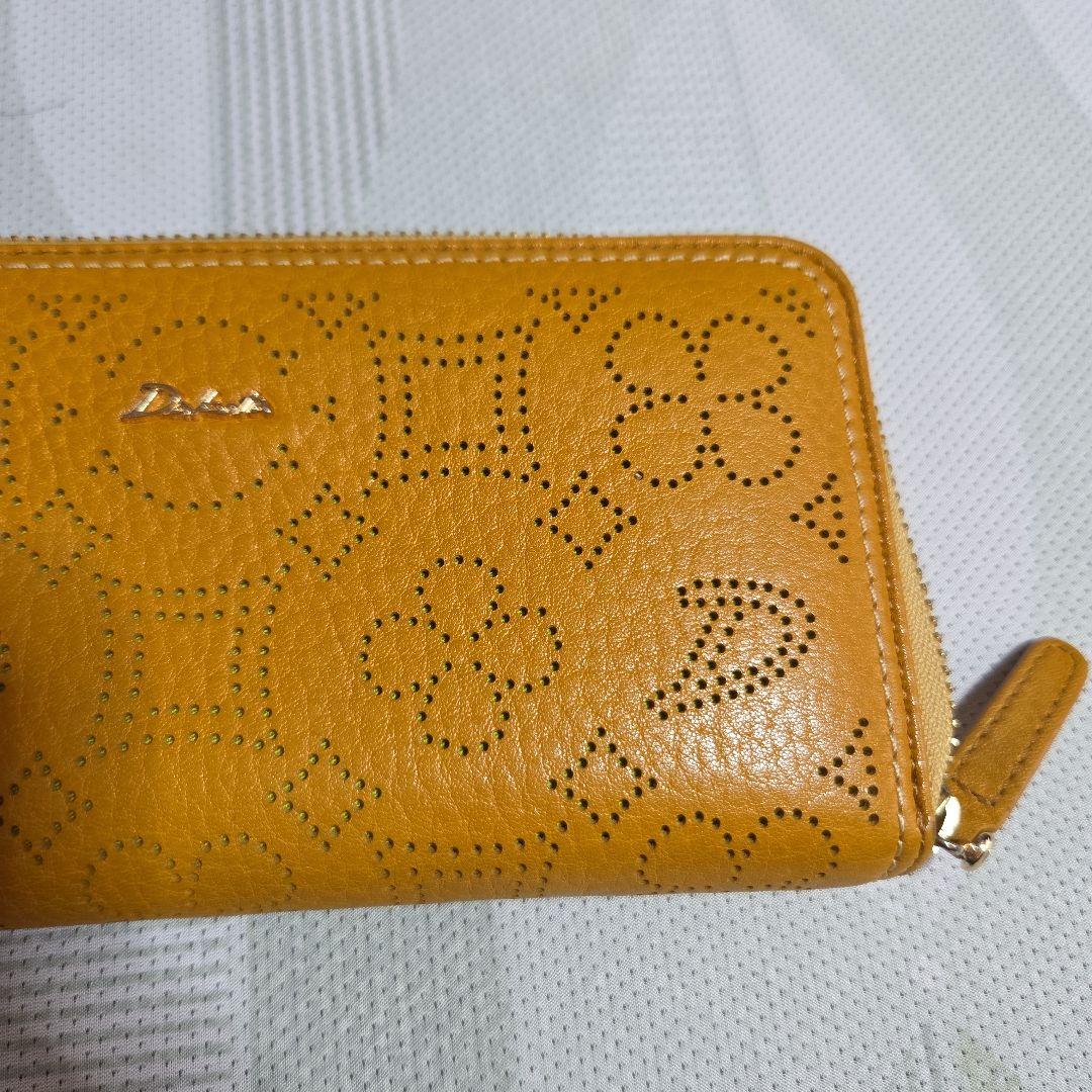 Dakota パンチングデザイン 長財布 イエロー