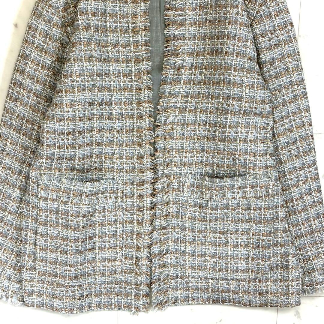 美品 マカフィー トゥモローランド 金子綾 ノーカラーツイードジャケット 大きめ