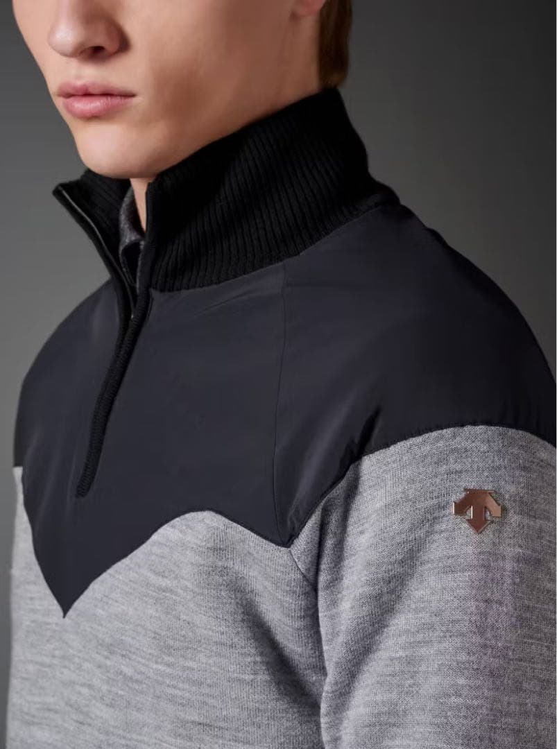 DESCENTE カッティングデザイン ジップスタンド セーター L