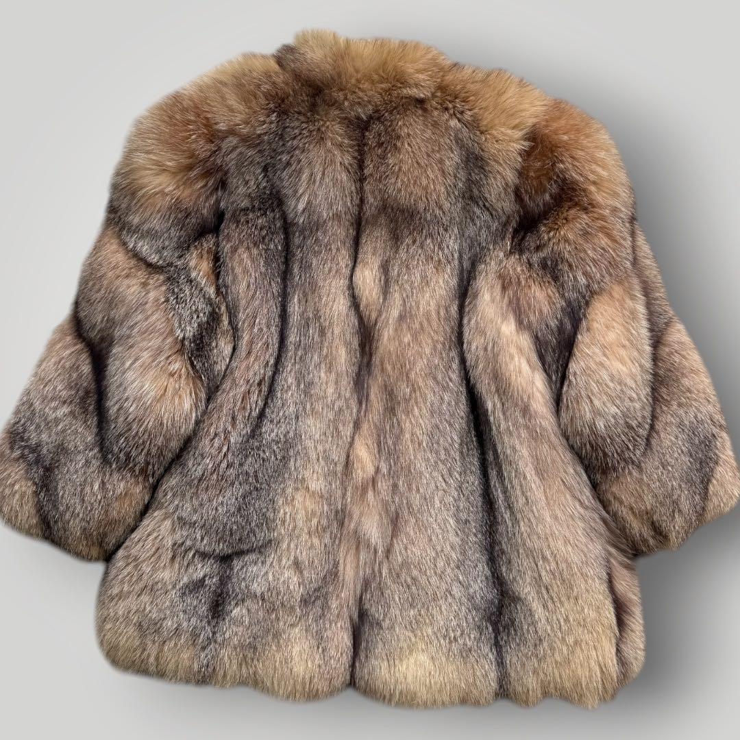 本毛皮☆ブルーフロストフォックス FOX ファーコート 肉厚◎ ボリューム◎
