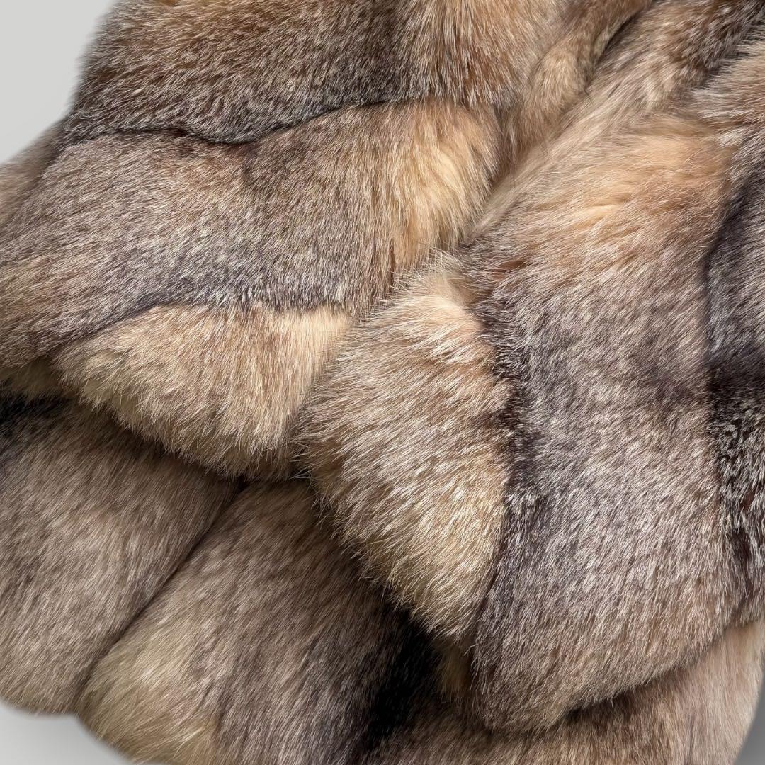 本毛皮☆ブルーフロストフォックス FOX ファーコート 肉厚◎ ボリューム◎