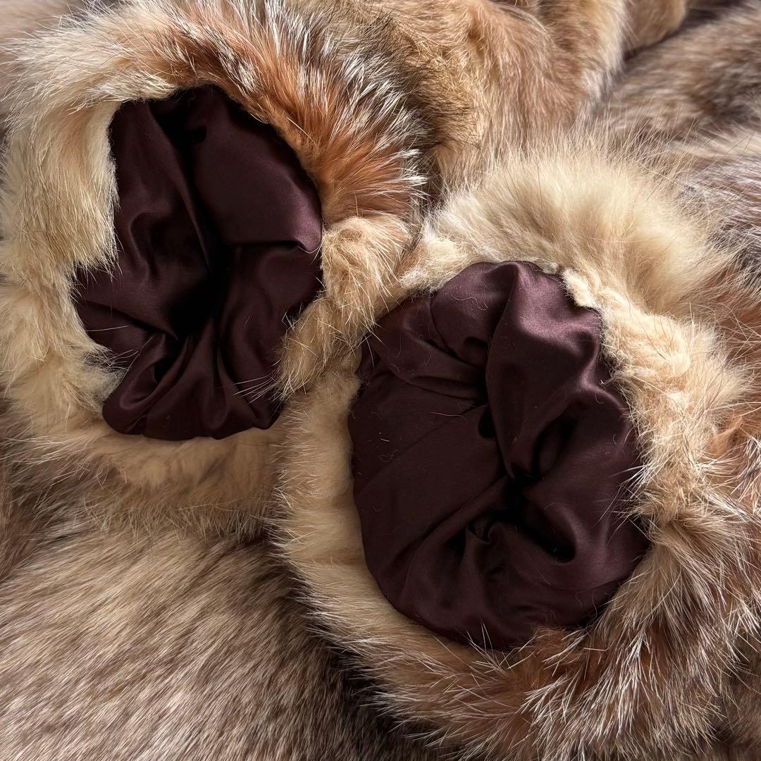 本毛皮☆ブルーフロストフォックス FOX ファーコート 肉厚◎ ボリューム◎