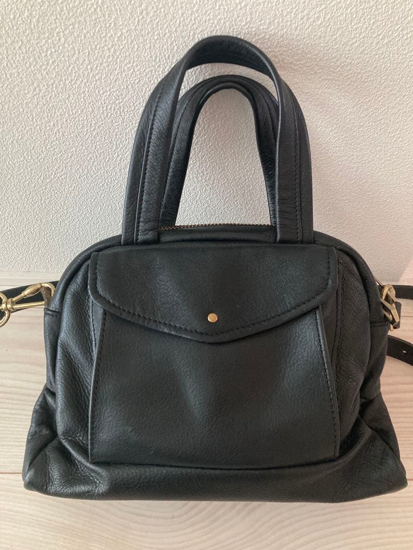 Ense（アンサ） 2way boston S レザー ミニバッグ ブラック