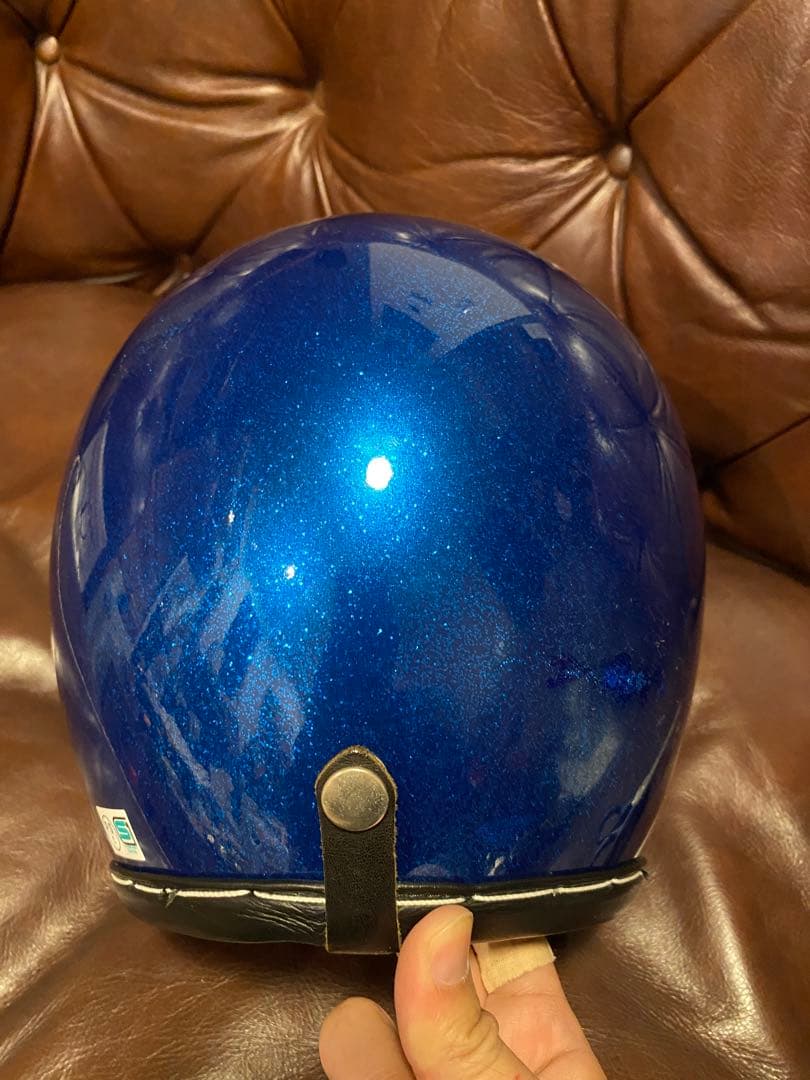 shm タチバナ ヘルメット ブルーフレーク 本革　Sサイズ　55〜56cm
