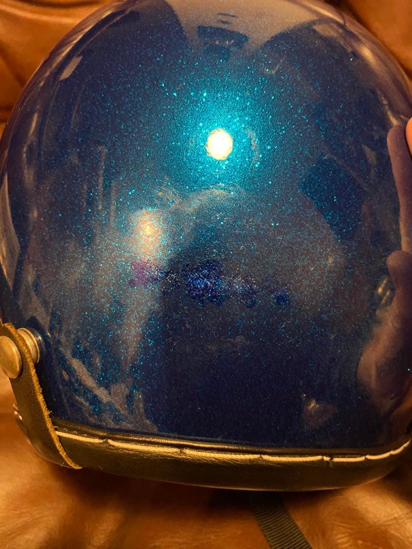 shm タチバナ ヘルメット ブルーフレーク 本革　Sサイズ　55〜56cm