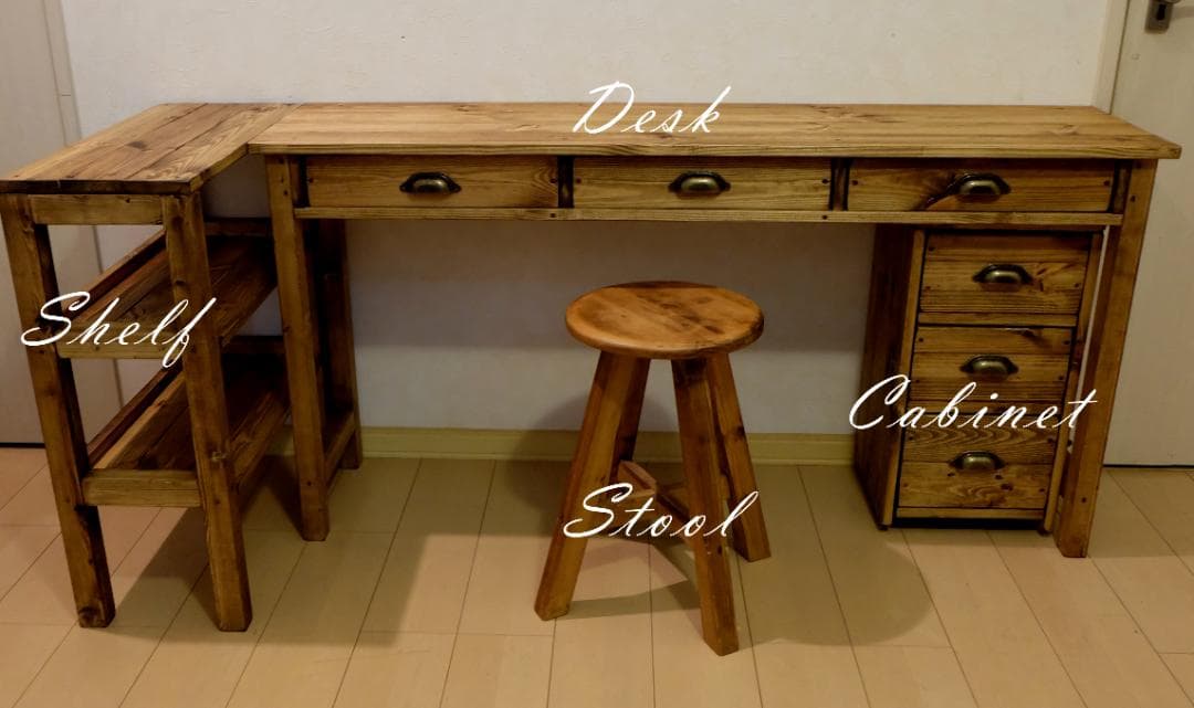 デスクのみ　ハンドメイド　アンティーク　作業台　ミシン台　長机　ジャコビアン